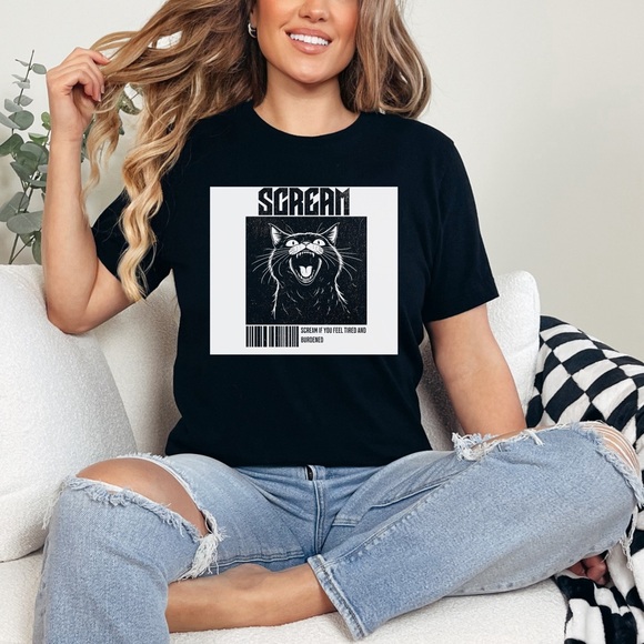 Cat Lovers “SCREAM” women’s cat t shirt - Picture 2 of 2